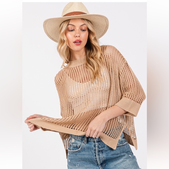 14 Boho Net Knitted Sweater Top - Picture 3 of 7